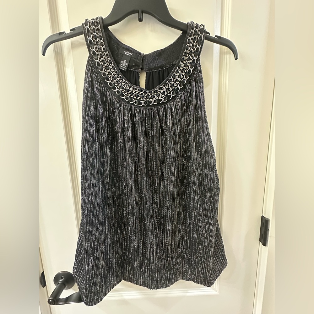 Alfani Black Metallic Sleeveless Blouse